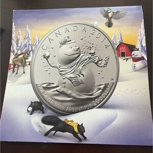 2014 Canadian Fine Silver $20 coin collectible snowman Canada silver